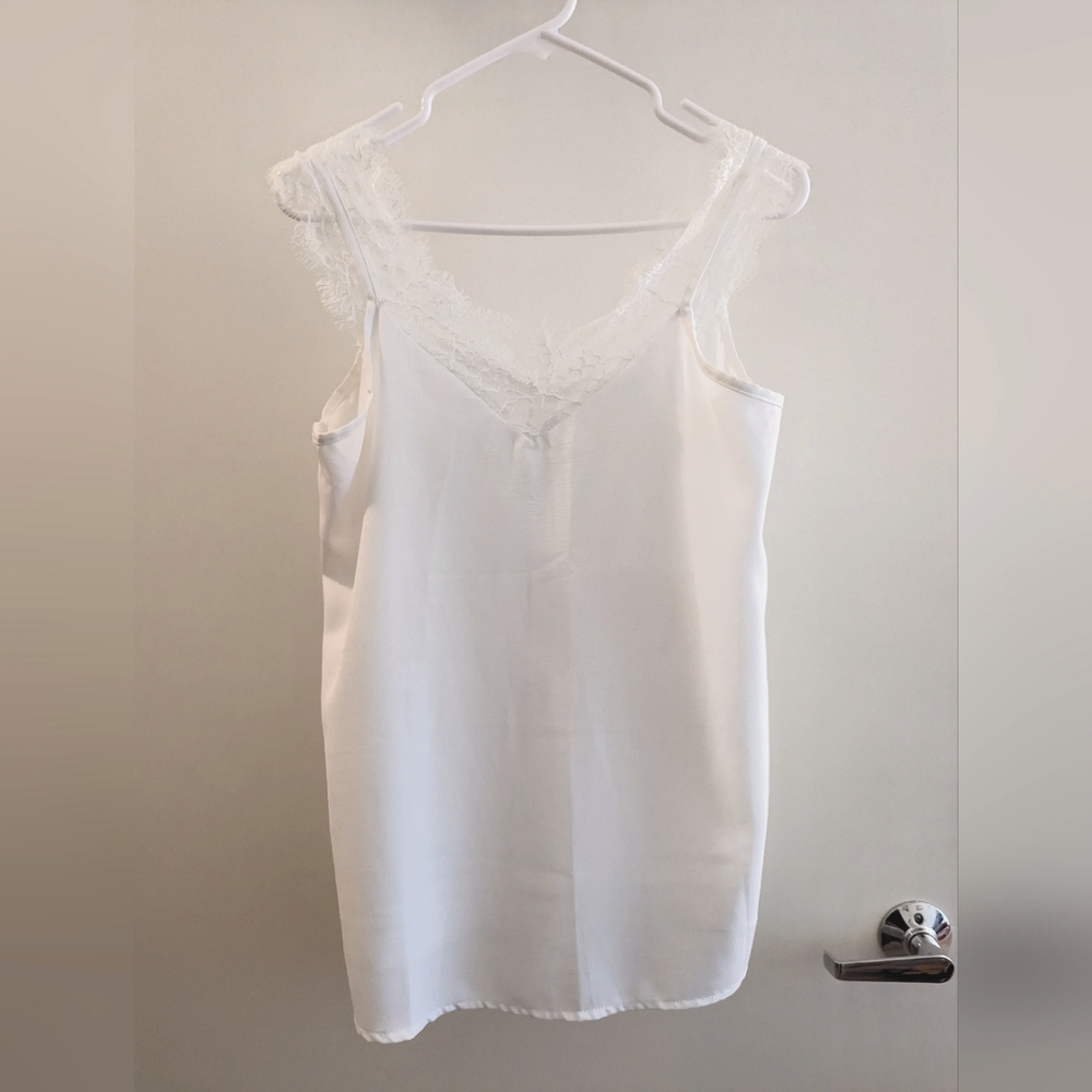 White Sleeveless top with Lace trim